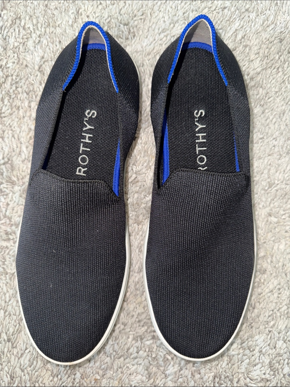 Rothy's original Slip-On sneakers with Blue Trim  slip on washable casual 10.5